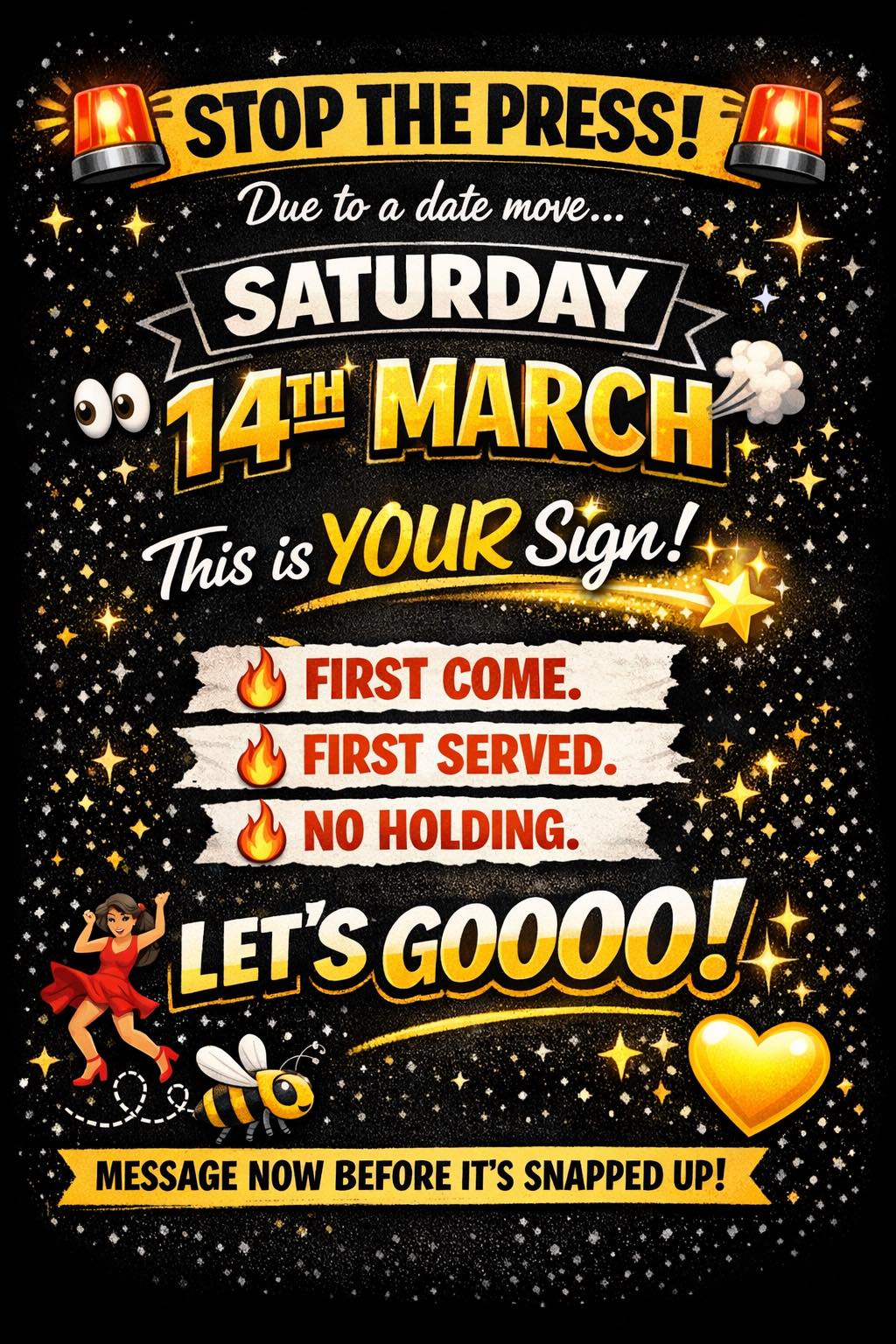 Howzat - 🚨 STOP THE PRESS 🚨 Due to a date move, Saturday 14th March has ...