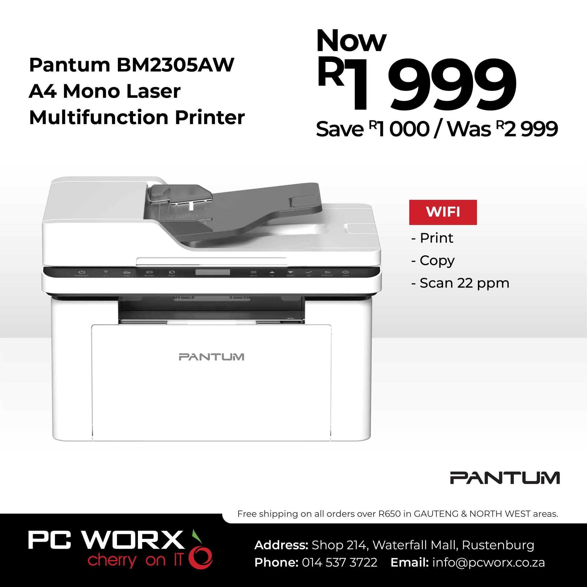 PC - Pantum BM2305AW A4 Mono Laser Multifunction Printer Now R1 999 ...