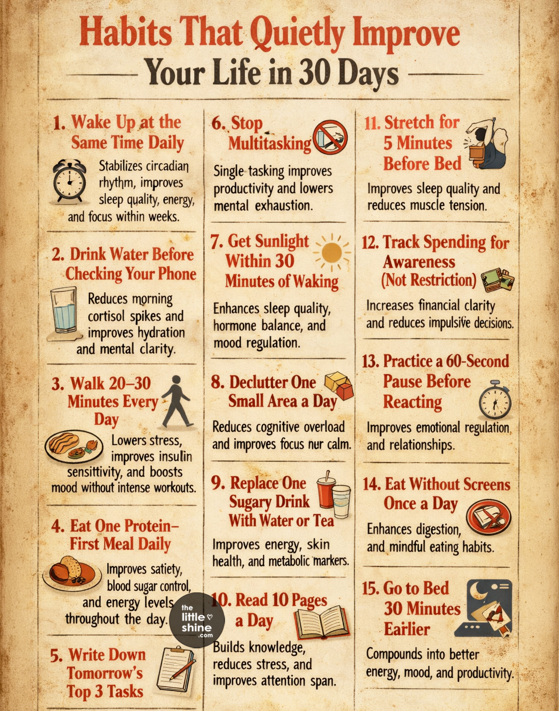Little - Habits That Quietly Improve Your Life in 30 Days 1. Wake Up at ...