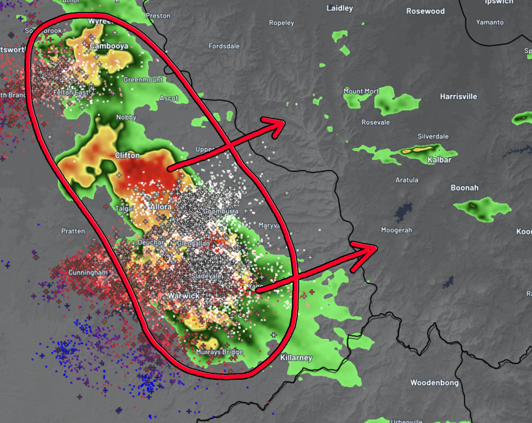 Higgins - 3:20pm Southern Downs & Scenic Rim Storm Warning: A cluster ...
