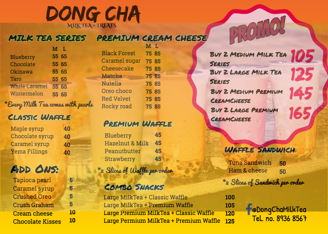Updated Menu as of September... - Dong Cha Milktea + Treats | Facebook