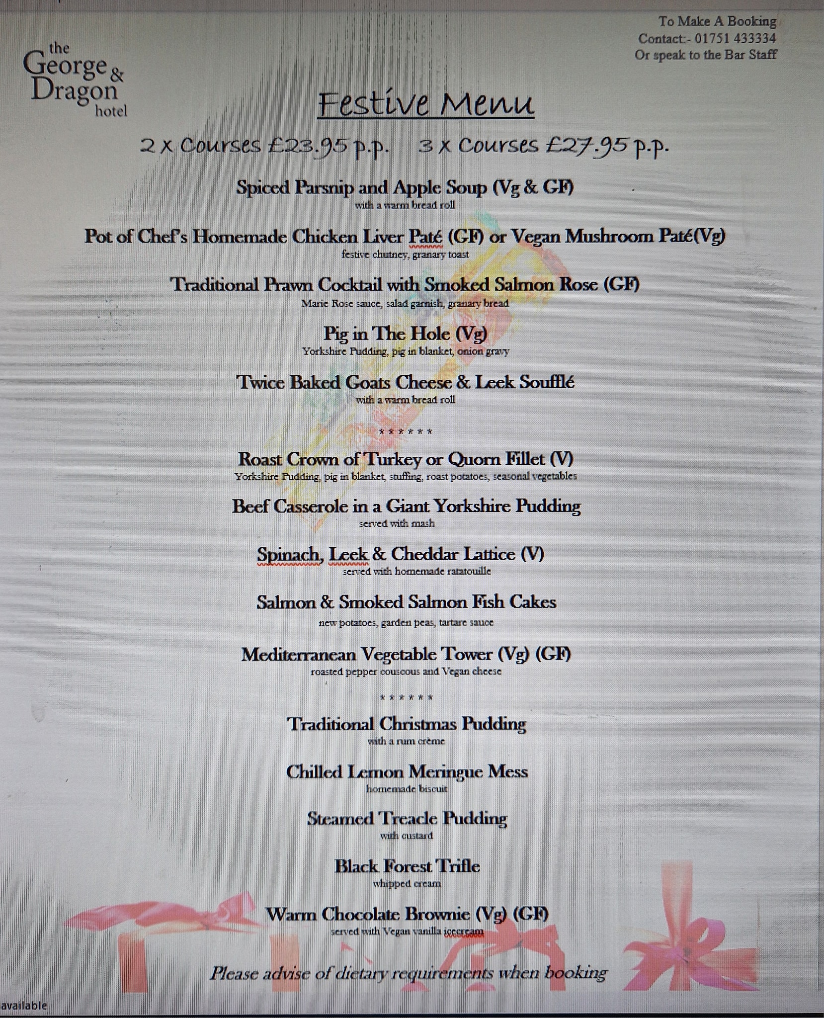 The George - Here is our Festive Menu, available now we have been ...