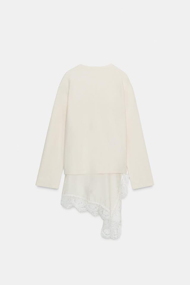 Top Zara Nude Pink Velvet Lace - Taille M, Couleur Rose Nude, Dentelle Velours, Neuf Sans étiquettes