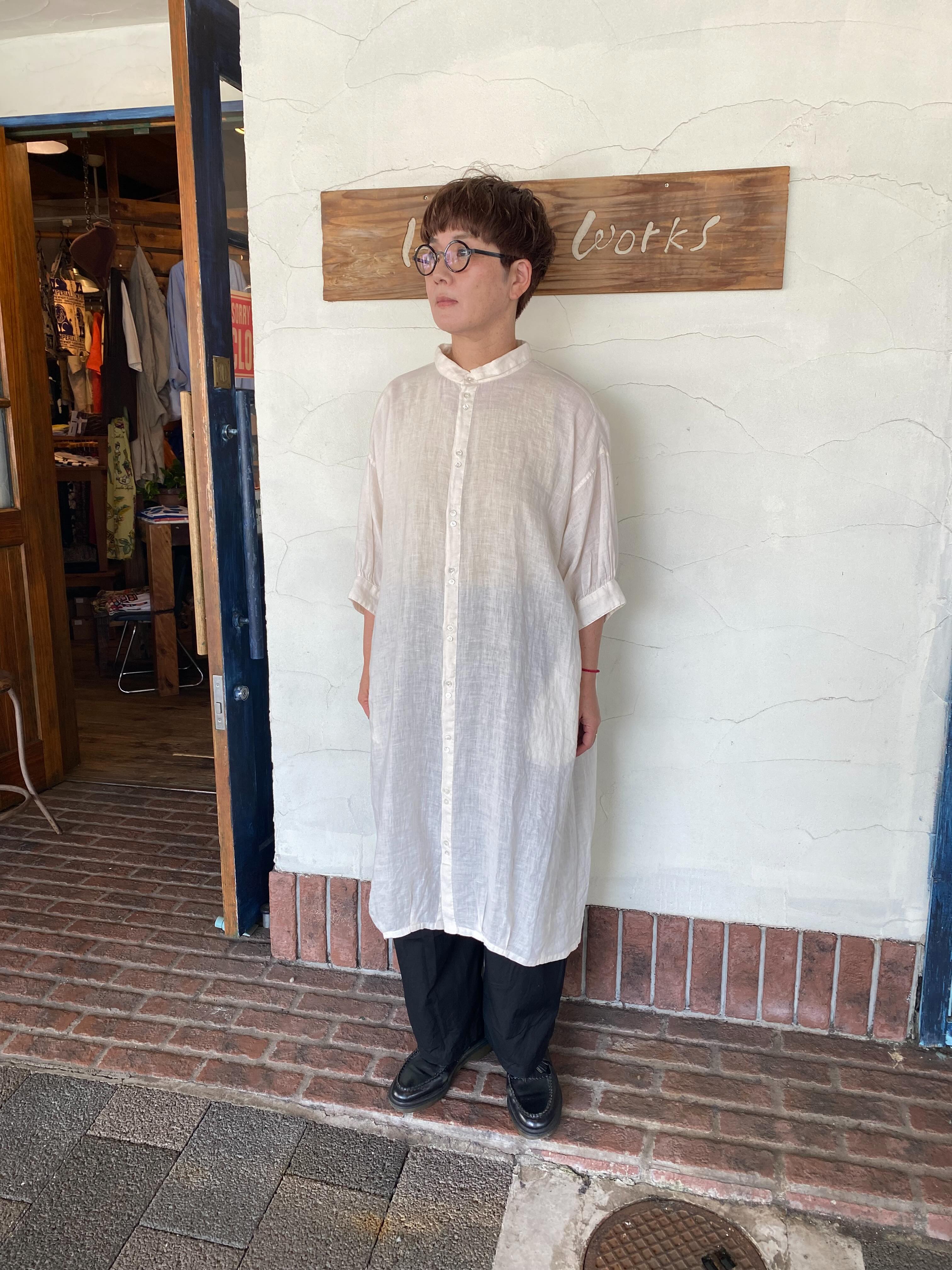 パラスパレス フレンチリネン シャンブレーオーバーサイズブラウス Brocante】 ”フレンチリネンシャンブレーバロンワンピース” 品番 37