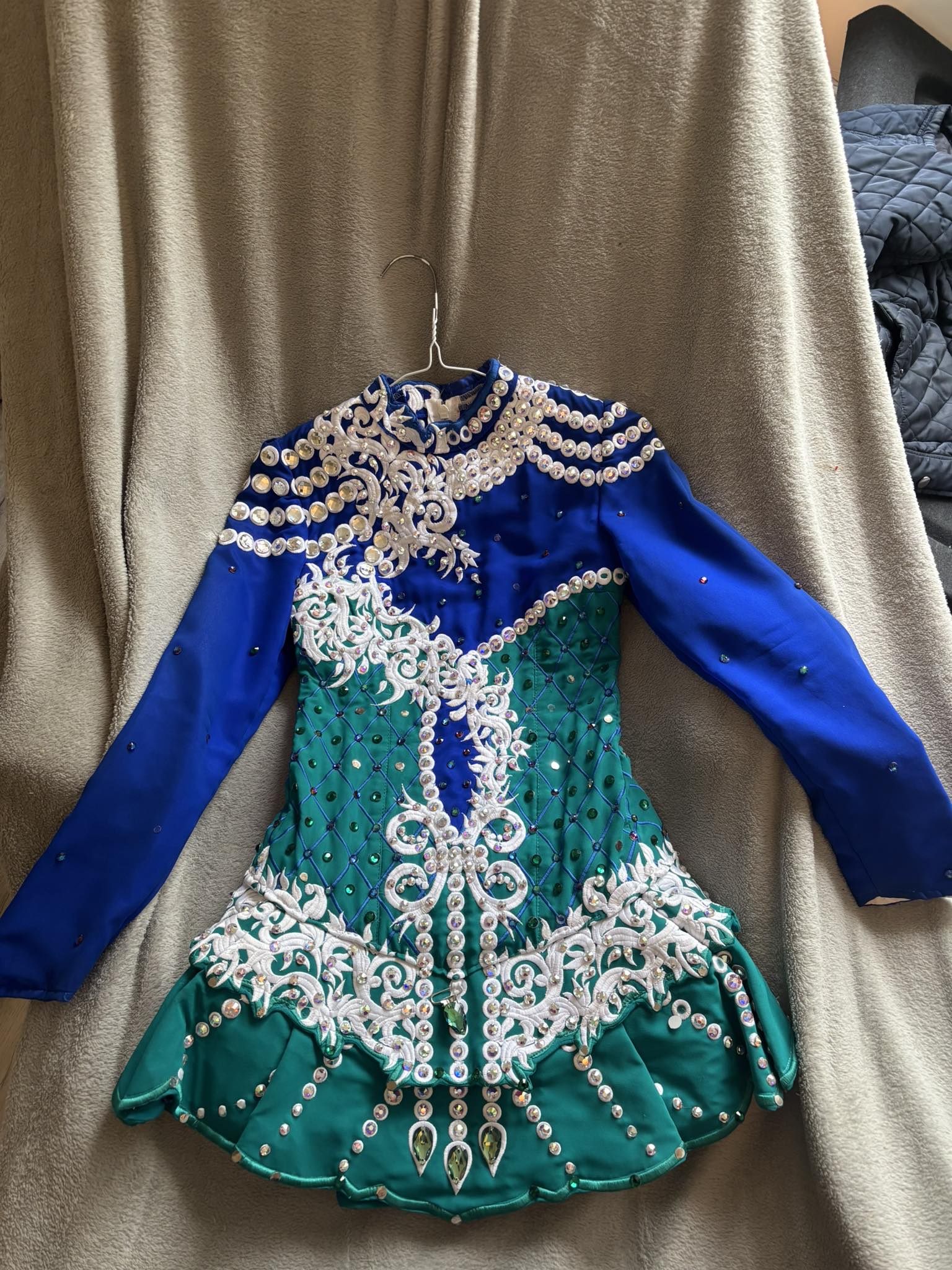 Gorgeous Royal Blue and Teal Irish dance dress for sale