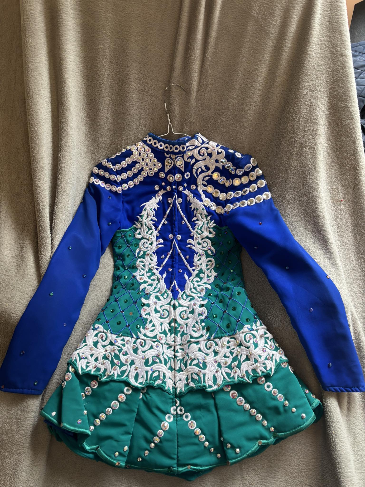 Gorgeous Royal Blue and Teal Irish dance dress for sale
