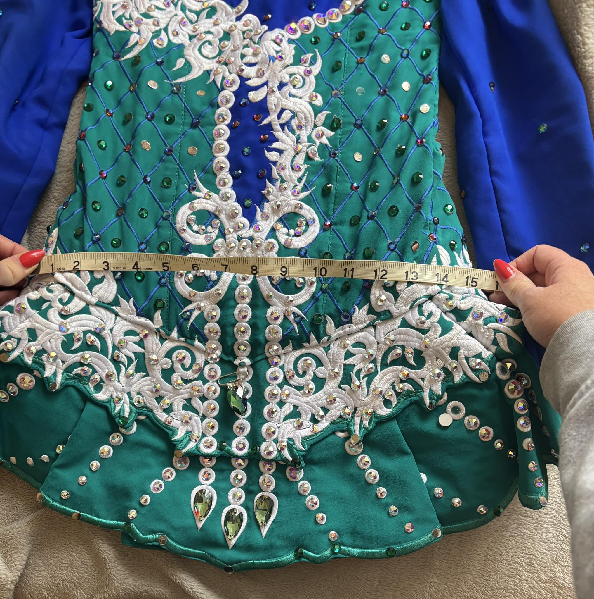 blue irish dance dress Gorgeous Royal and Teal for sale Royal Blue Shiny Ball Ariana Size:MEDIUM: 8/10