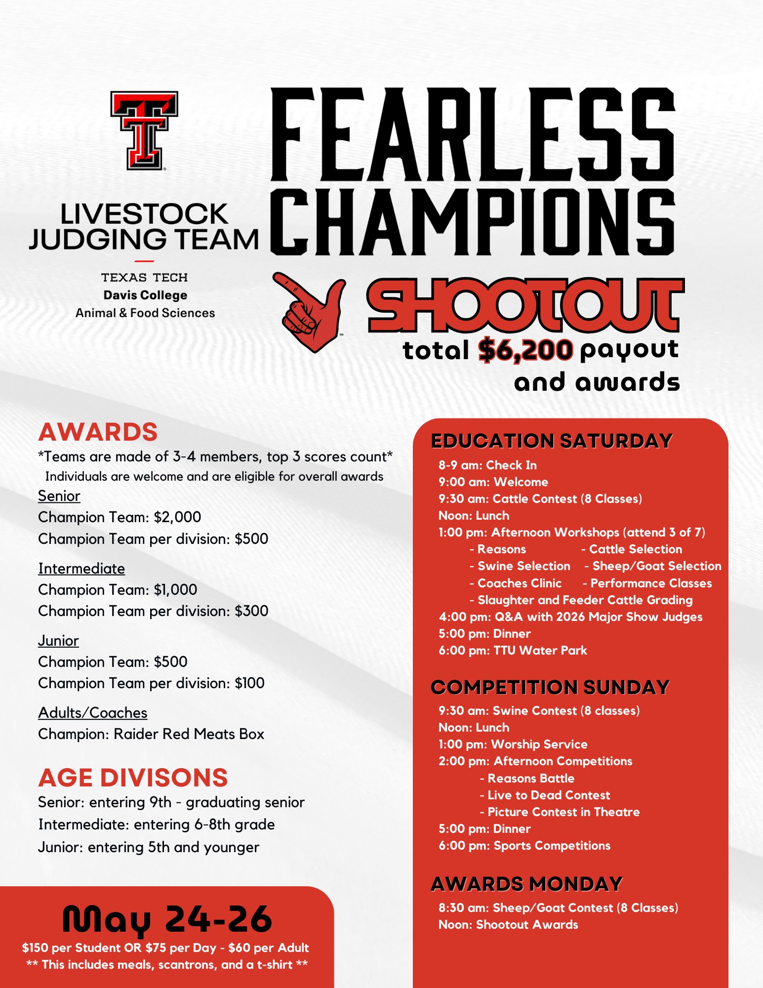 📢FEARLESS CHAMPIONS JUDGING SHOOTOUT MAY 24-26, 2025📢 The TTU Judging ...