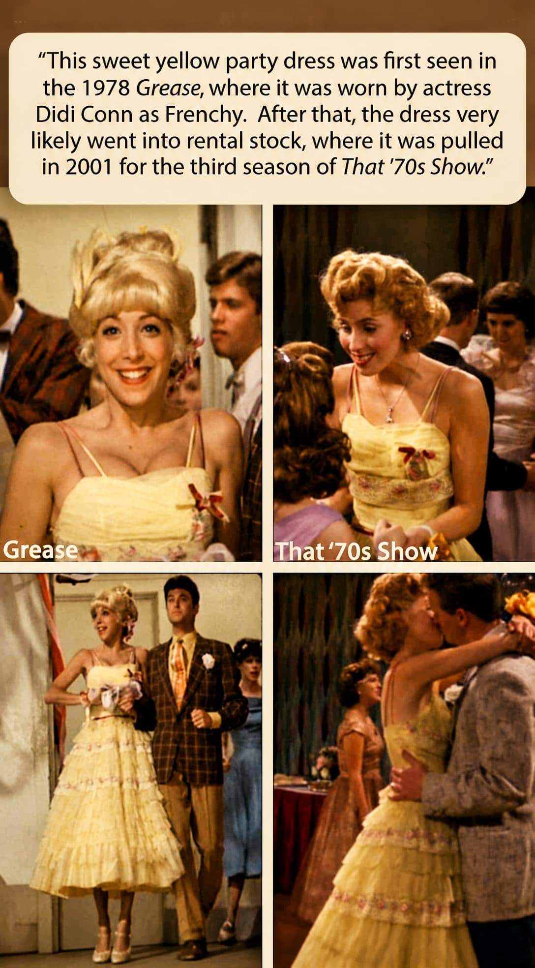 grease yellow dress A from 'Beetlejuice' wound up on 'Friends.' grease outfits