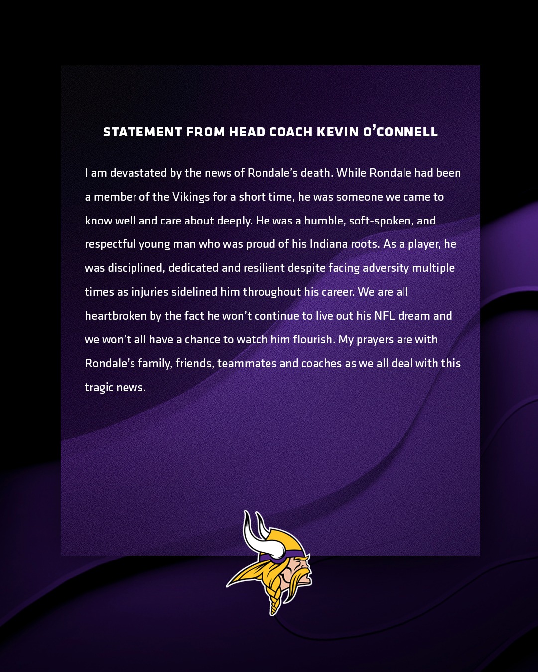 Statement from Head Coach Kevin... - Minnesota Vikings | Facebook