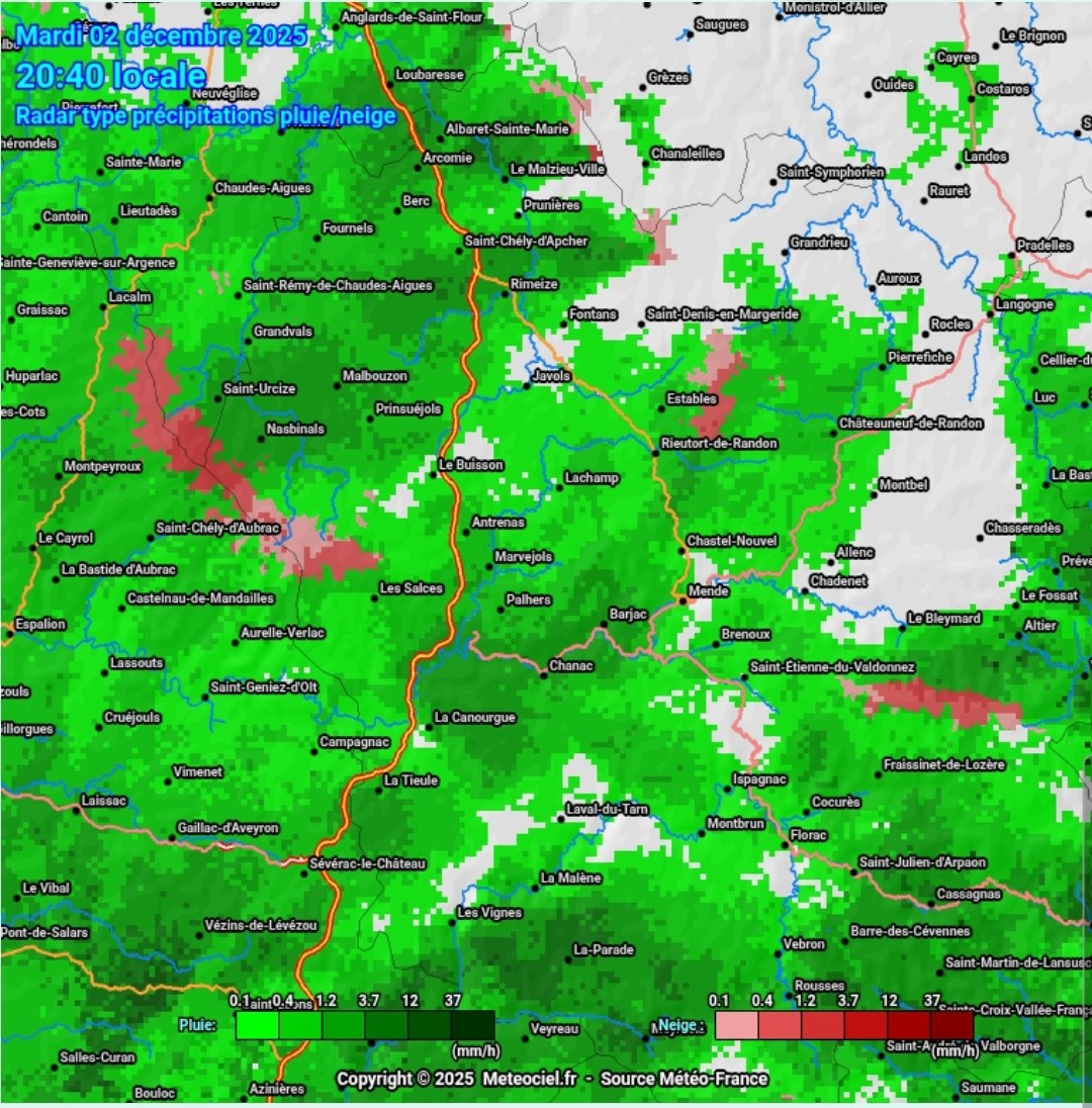 Meteo - La neige commence à tomber sur les hauteurs de la lozere ...