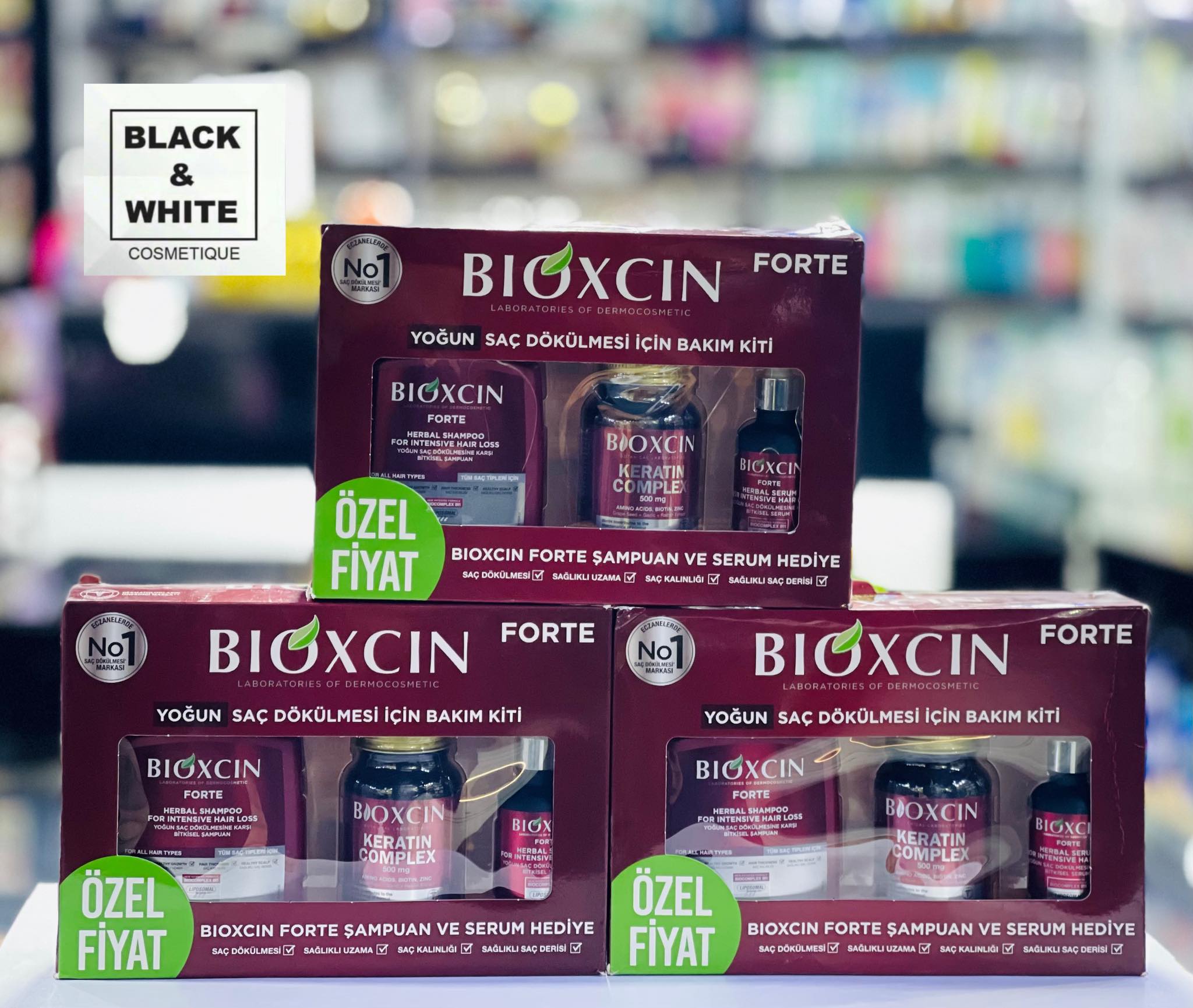 Kit De Soins Bioxcin Forte Contre La Perte De Cheveux - Shampooing + Sérum + Comprimés - Neuf