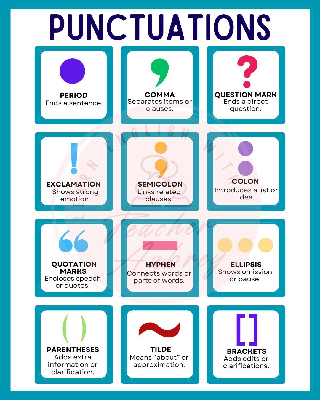 Learn - Punctuations ⁉️ #learnenglishwithteacheraubrey | Facebook