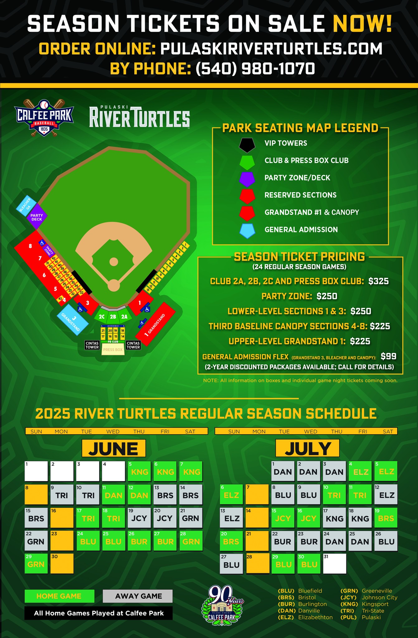 Pulaski River Turtles - Season ticket packages for the 2025 Appalachian ...