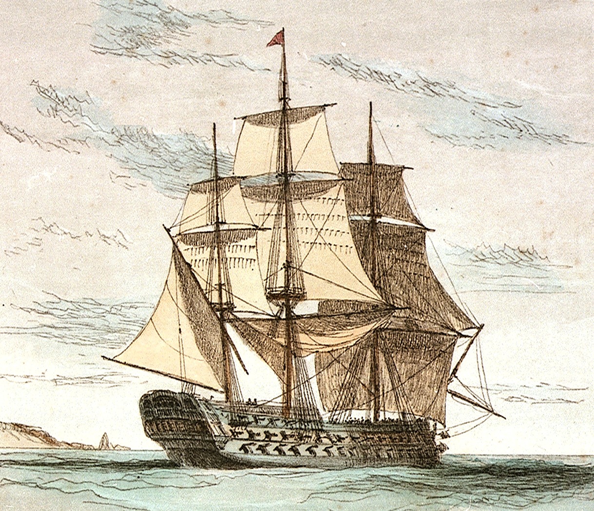 HMS Lion 64-gun ship at the Battle of Grenada 1779