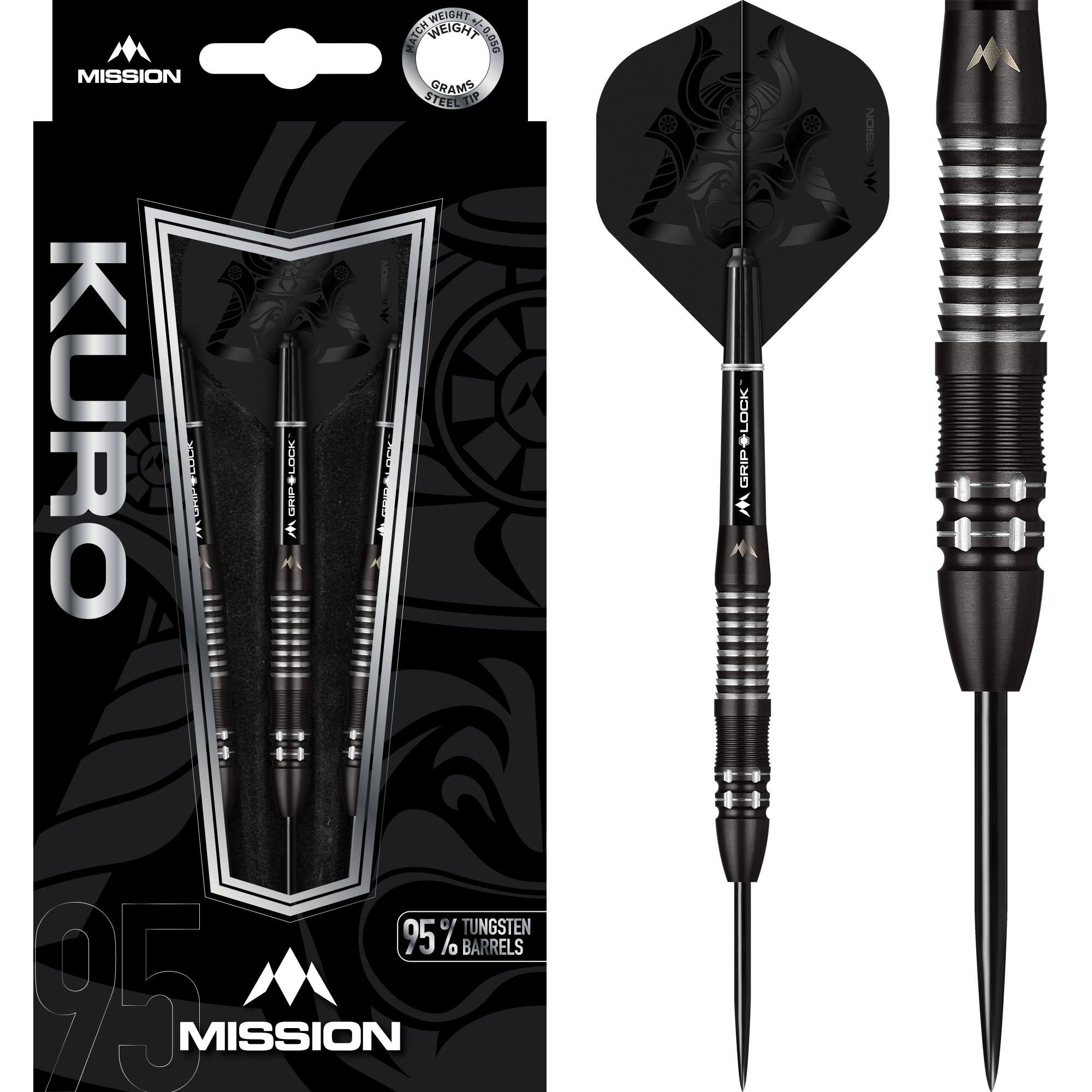 MISSION KURO 95% タングステン ダーツバレル 22g The Mission Kuro 95% Dart. This is a 95% Tungsten Barrel with a