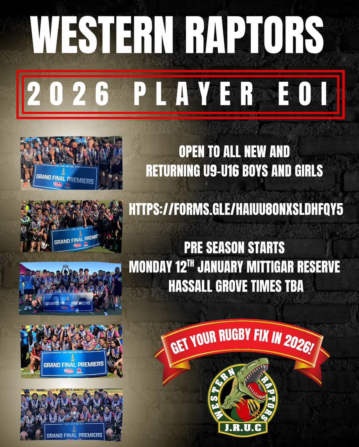 Western Raptors Junior Rugby Union | Hassall Grove NSW