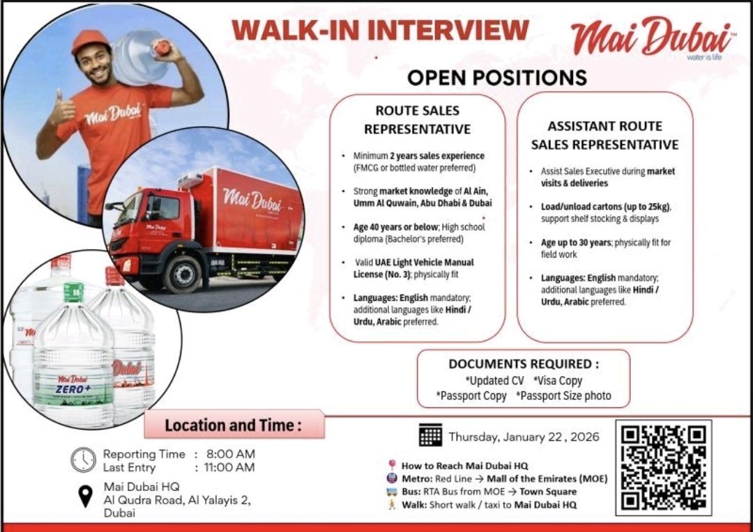 Walk-in Drive at Mai Dubai – 22nd Jan! 🚀 We're hiring