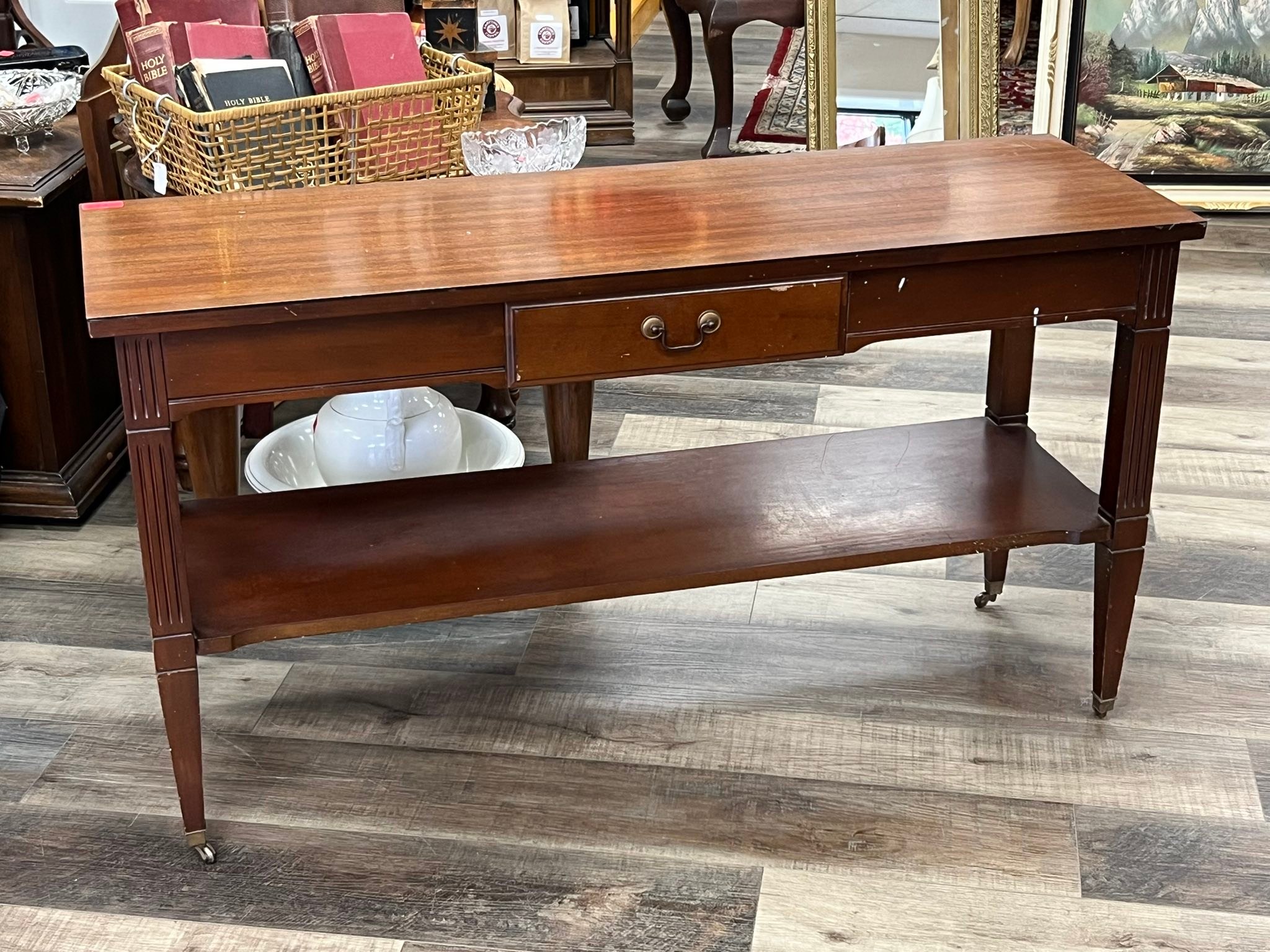 Time for a refresh. We have a vintage Mersman console table with a 
