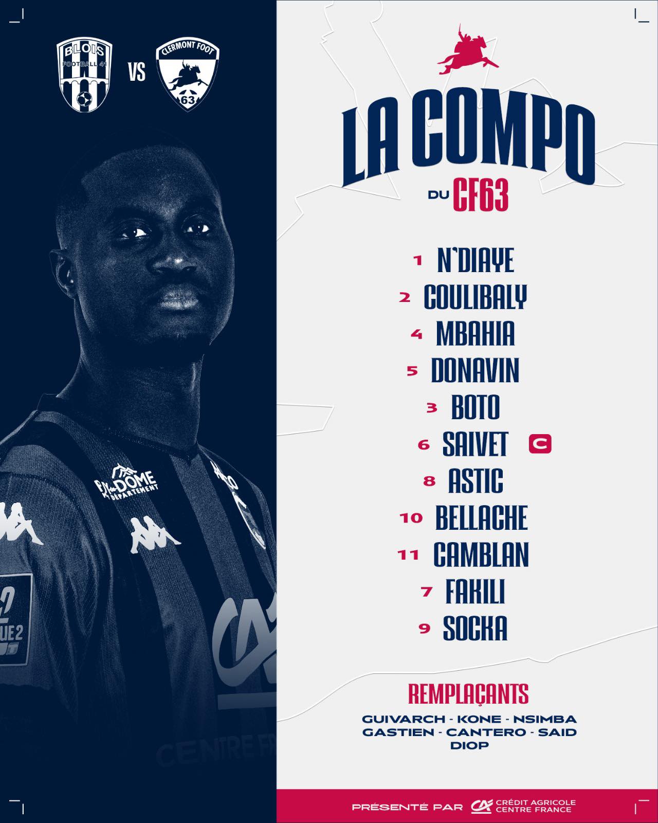 Clermont - 🔴🔵 Voici la compo du CF63 pour son entrée en Coupe de France ...