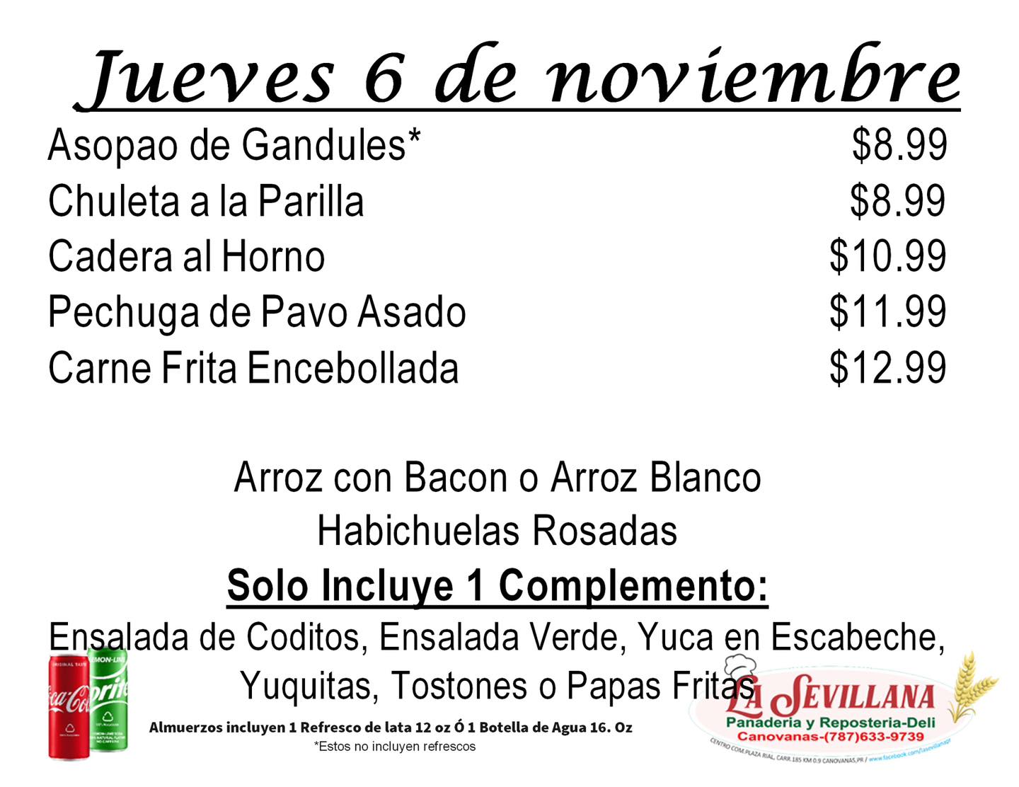🥘 Menu 6... - La Sevillana Panaderia y Reposteria-Deli | Facebook