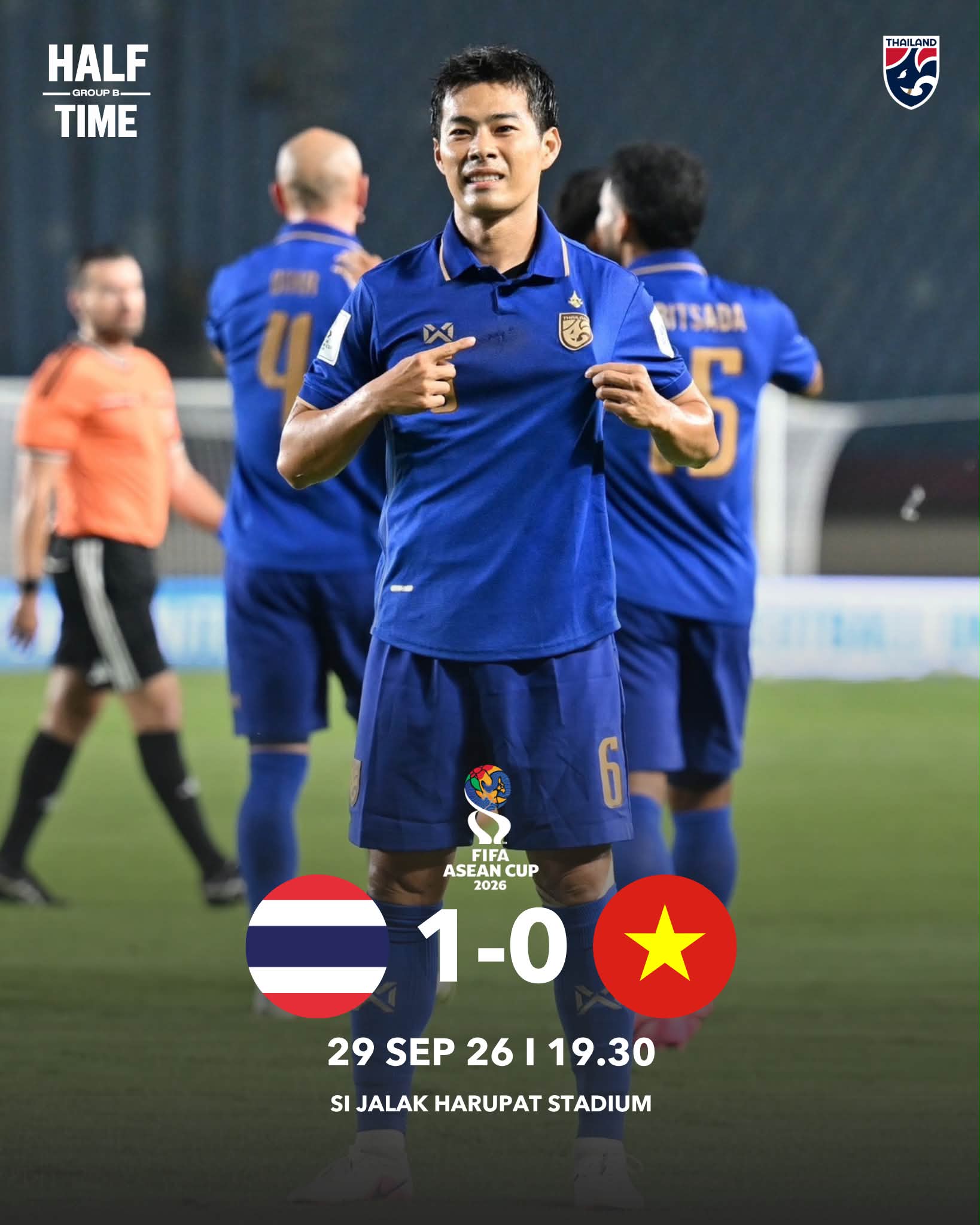 𝐇𝐀𝐋𝐅 𝐓𝐈𝐌𝐄 : 𝗙𝗜𝗙𝗔 𝗔𝗦𝗘𝗔𝗡 𝗖𝗨𝗣 𝟮𝟬𝟮𝟲 🇹🇭 ไทย 1-0 เวียดนาม 🇻🇳 🇹🇭 1-0 สารัช อยู่เย็น น.10 #FAThailand #ฟุตบอลทีมชาติไทย #ช้างศึก #ทีมชาติไทย #ฟุตบอลไทย #FIFAASEANCUP
