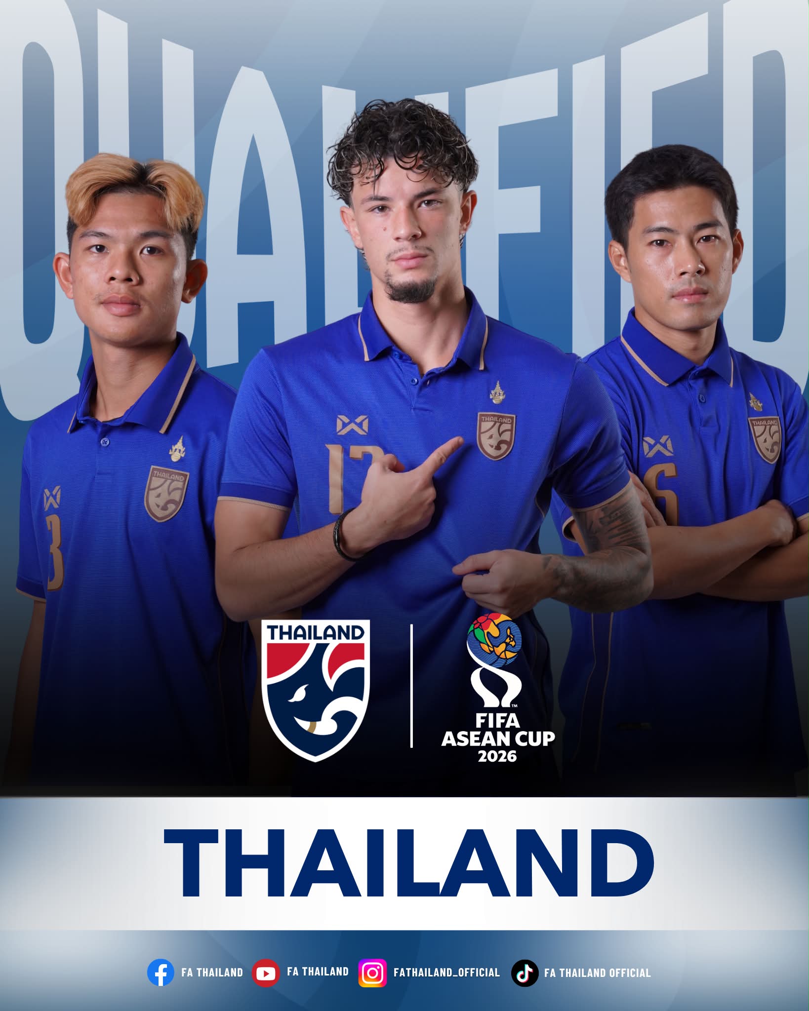 𝗤𝗨𝗔𝗟𝗜𝗙𝗜𝗘𝗗 : 𝗙𝗜𝗙𝗔 𝗔𝗦𝗘𝗔𝗡 𝗖𝗨𝗣 𝟮𝟬𝟮𝟲 #ฟุตบอลชายทีมชาติไทย ผ่านเข้ารอบชิงชนะเลิศ ของ 𝗙𝗜𝗙𝗔 𝗔𝗦𝗘𝗔𝗡 𝗖𝗨𝗣 𝟮𝟬𝟮𝟲 อย่างเป็นทางการ จากการเก็บ 6 คะแนนเต็มจากสองนัดแรก โปรแกรมการแข่งขันฟุตบอล 𝗙𝗜𝗙𝗔 𝗔𝗦𝗘𝗔𝗡 𝗖𝗨𝗣 𝟮𝟬𝟮𝟲 รอบแบ่งกลุ่ม กลุ่มบี นัดที่ 3 🇹🇭