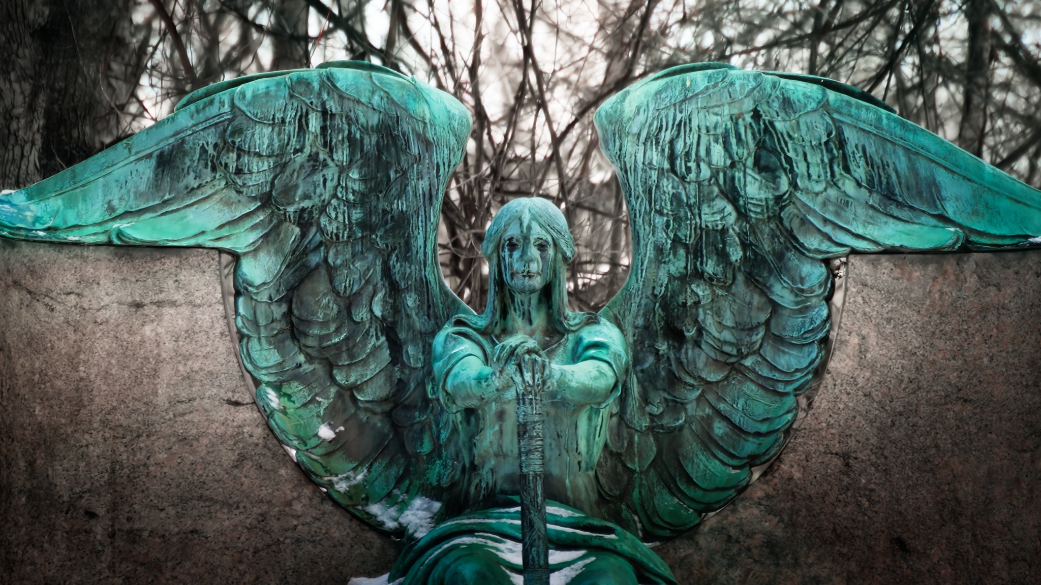 Gothic angel statue in Cleveland's Lakeview Cemetery