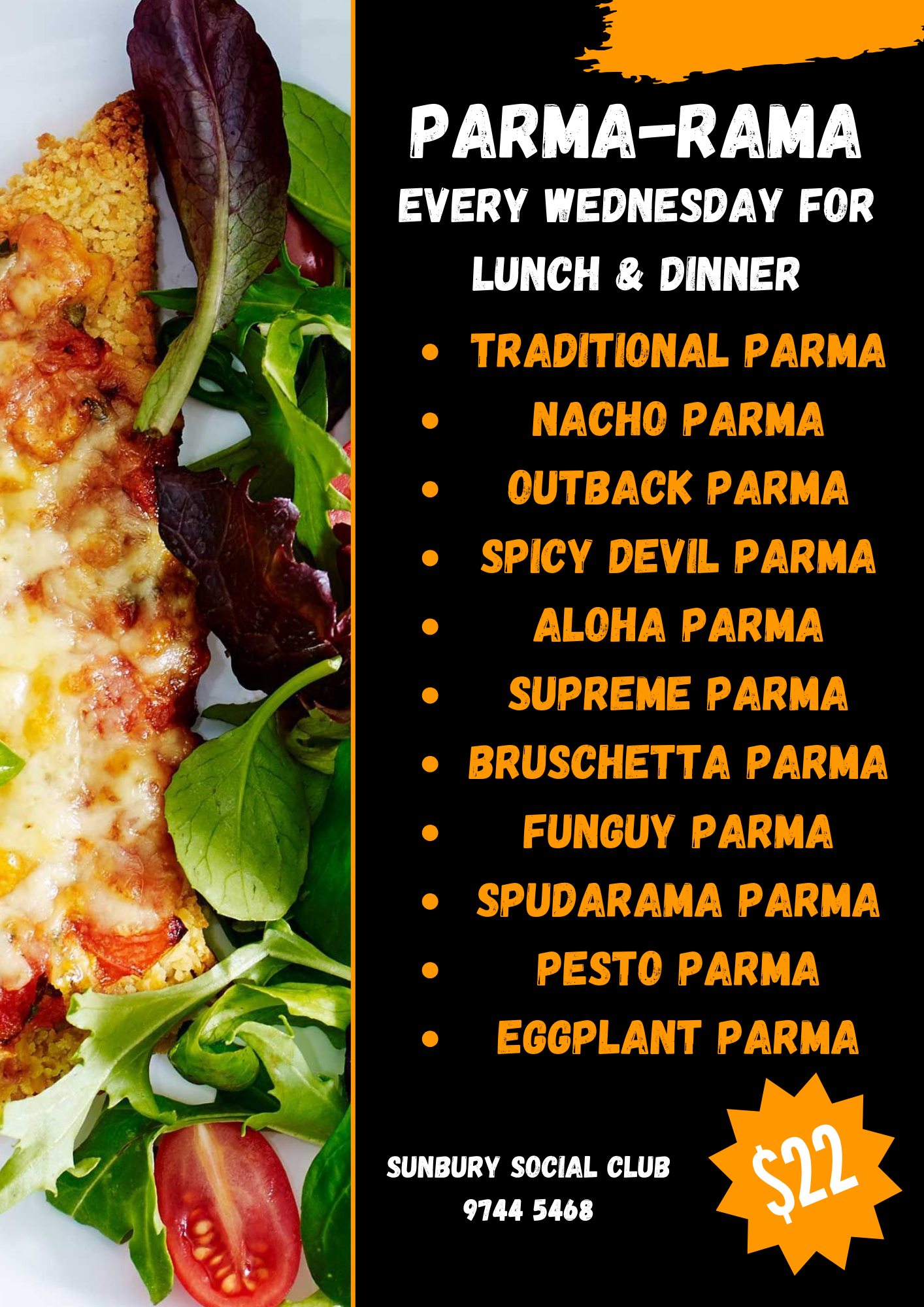 🍽️ Every Wednesday is PARMA-RAMA at... - Sunbury Social Club | Facebook
