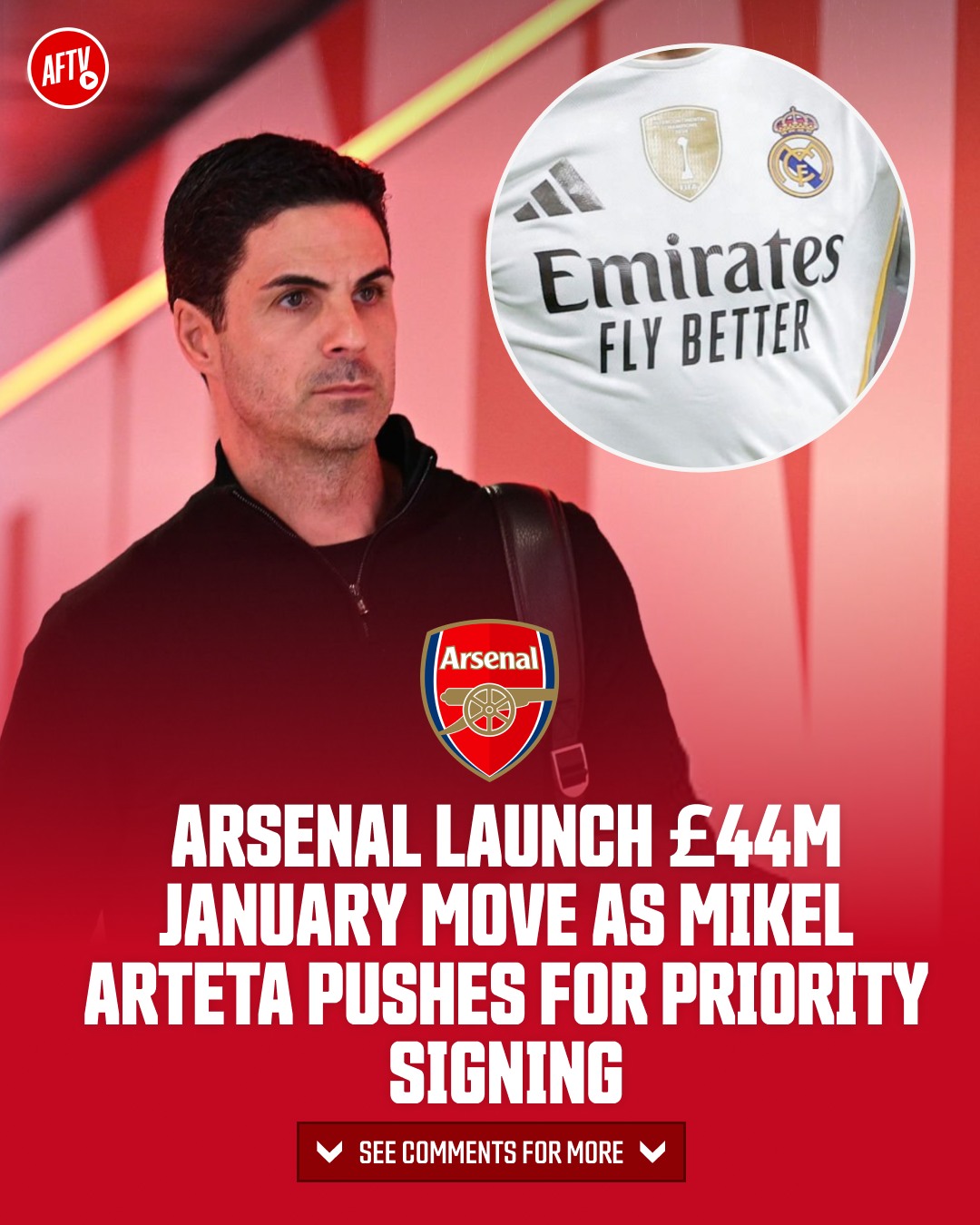 AFTV - Arsenal launch £44m January move as Mikel Arteta... | Facebook
