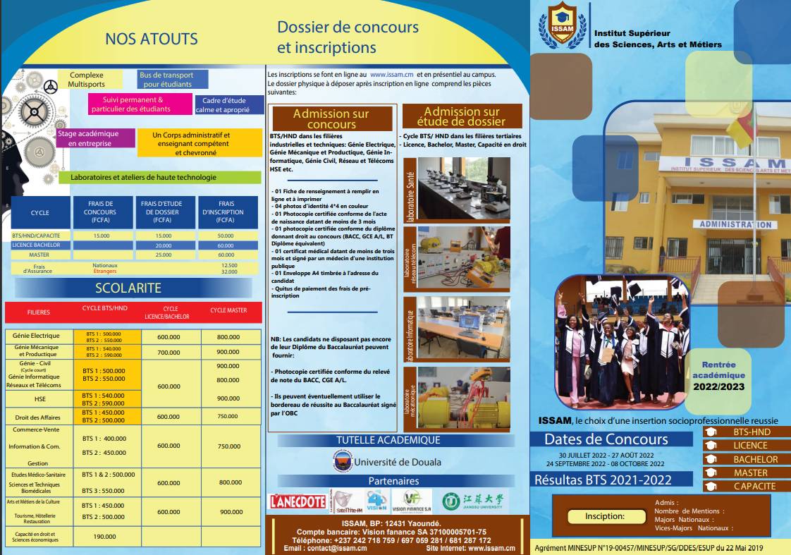 ISSAM - Institut Supérieur des Sciences, Arts et Métiers | Yaoundé