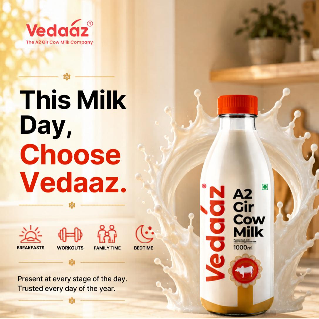 This World Milk Day, celebrate the purity of farm-fresh A2 milk. 🥛✨ From healthy Gir cows to your family, every drop is packed with natural goodness. 🤍🐄