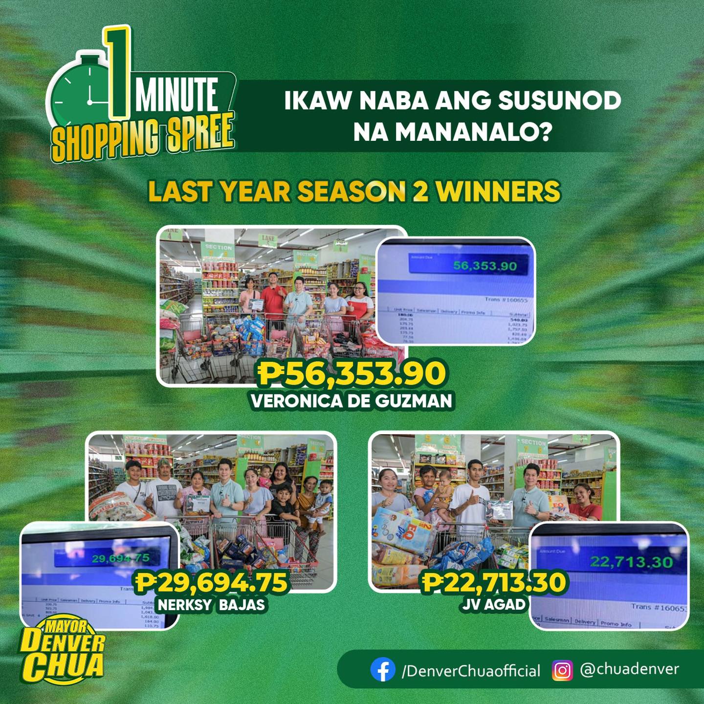 Denver - LAST YEAR’S SEASON 2 WINNERS 🛒 Magkano ang kaya mong mahakot ...