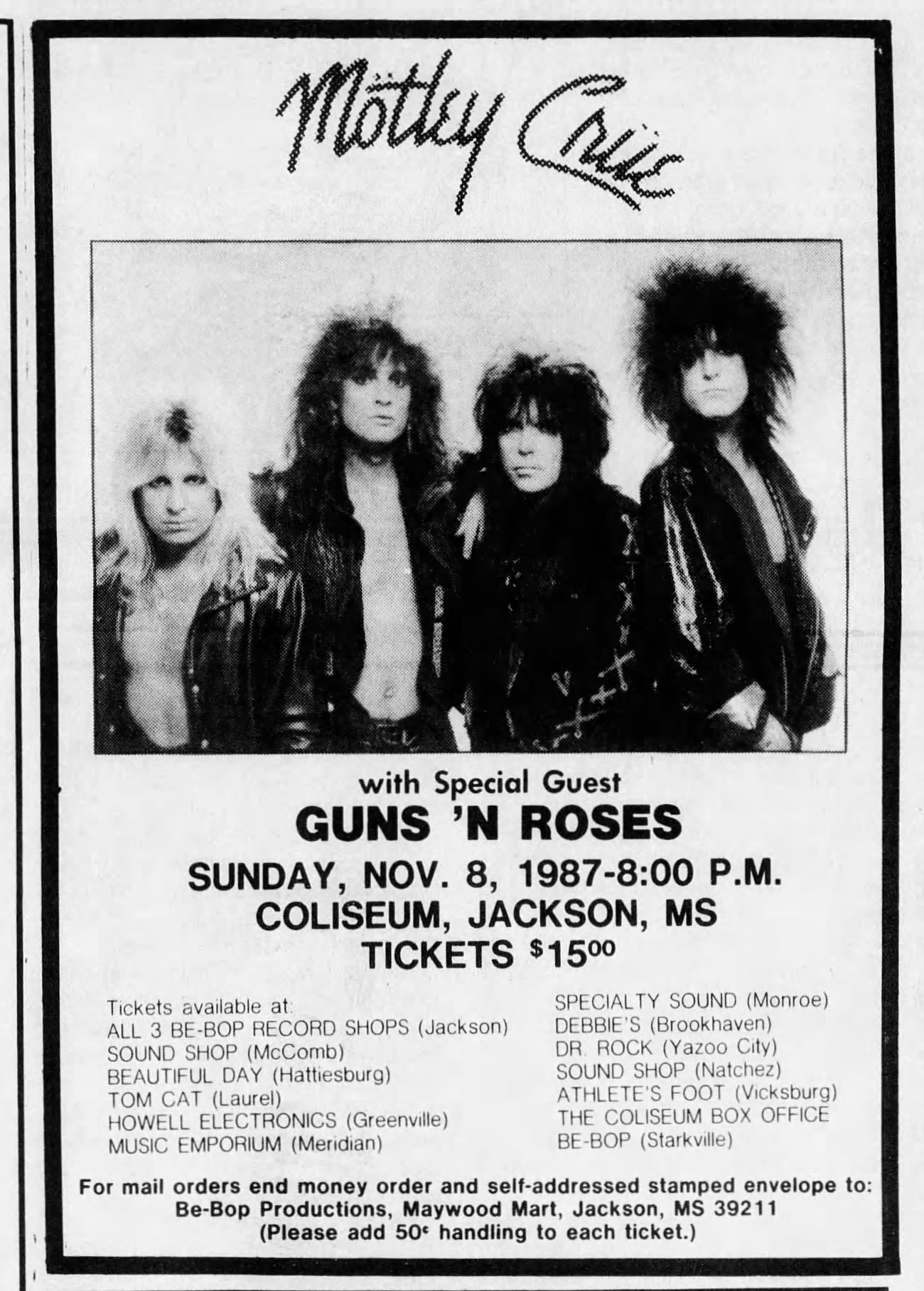 Guns N' Roses open for Motley Crue in Jackson, MS on November 8th