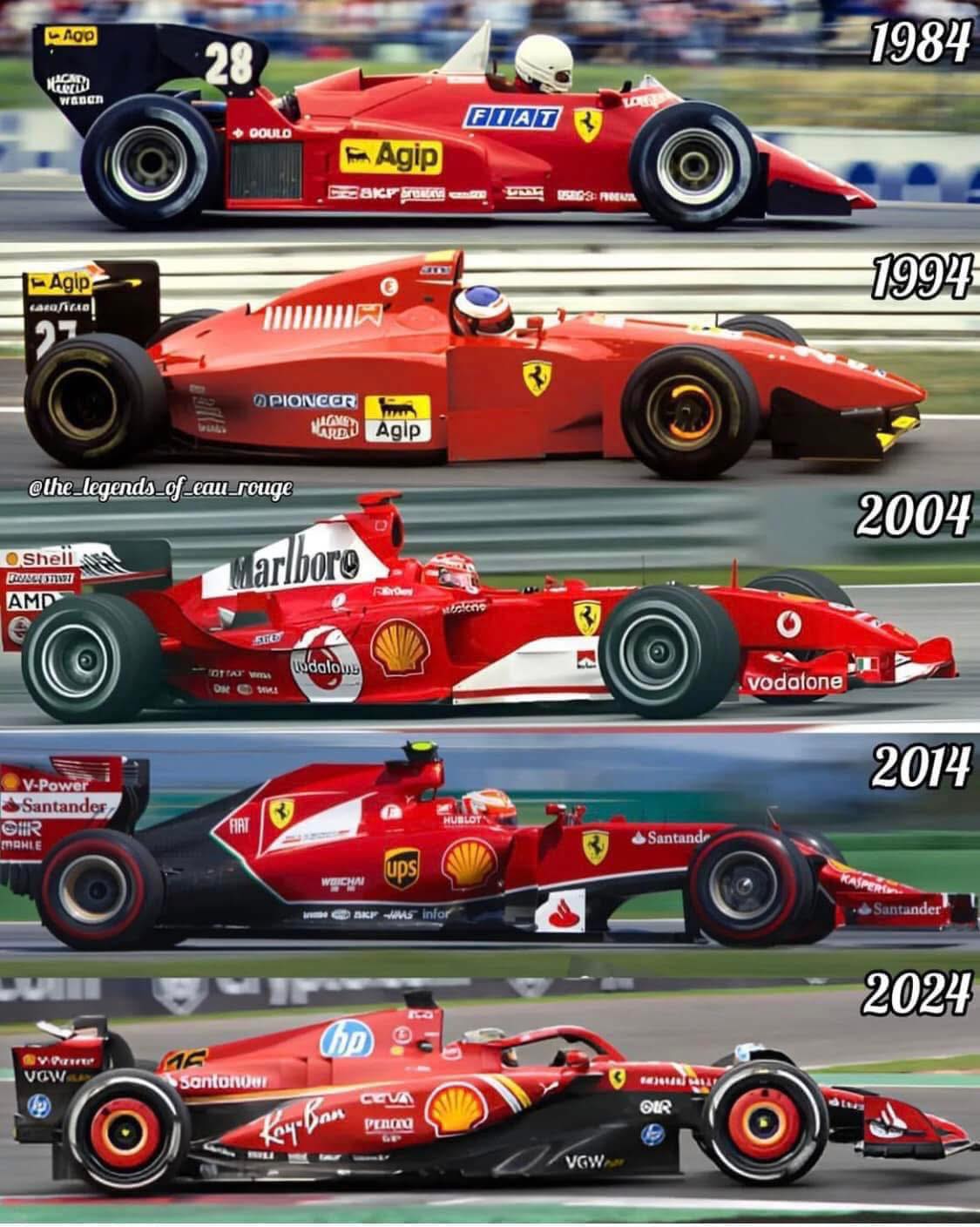 The Reds - 4 Decades of Ferrari F1 evolution.🏎️🏎️🏎️🏎️🏎️ | Facebook