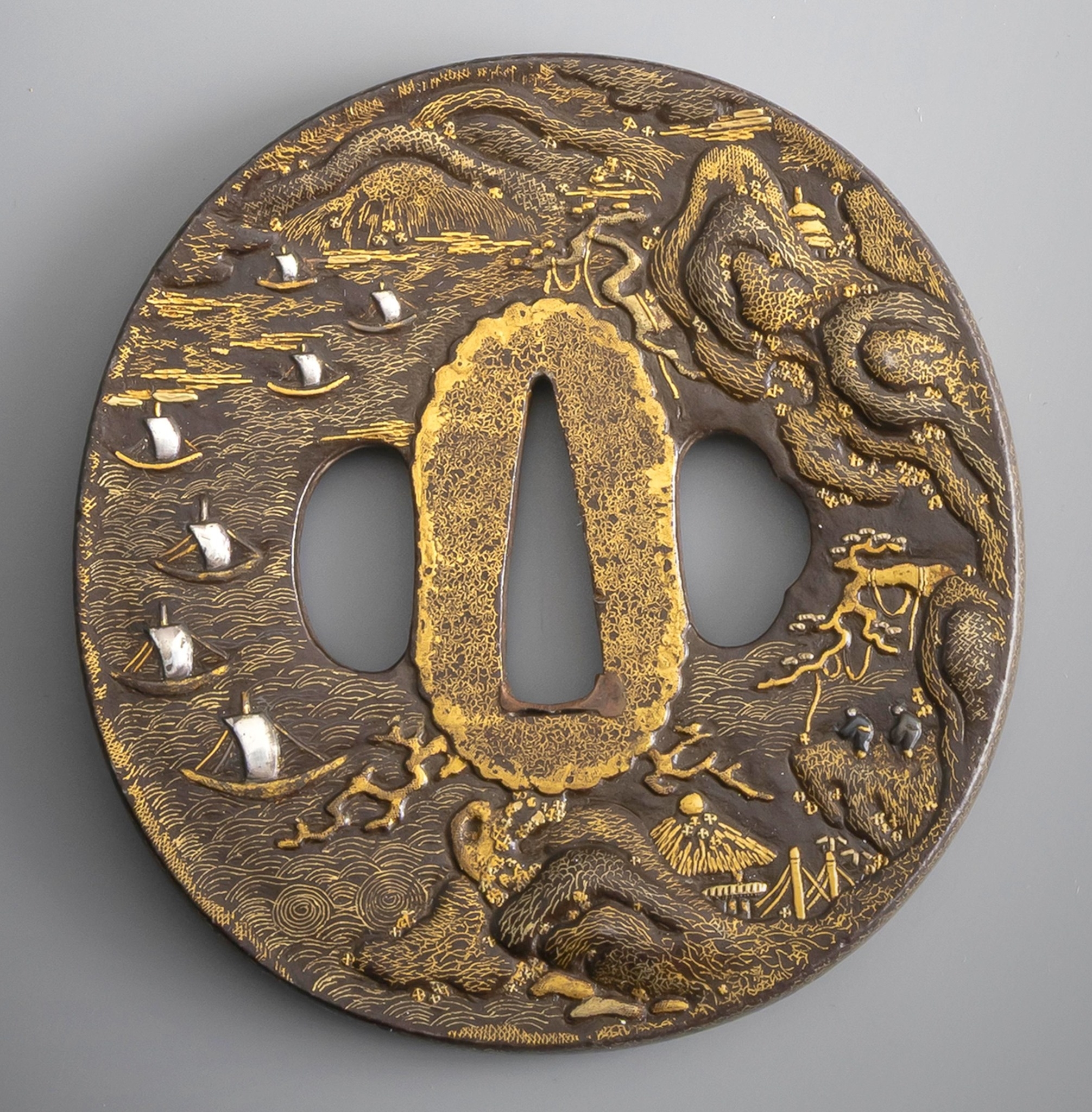 Ancient Sword guard unsigned: Bushū-Itō School (武州伊藤派) Size: 7.9 cm x 7 ...