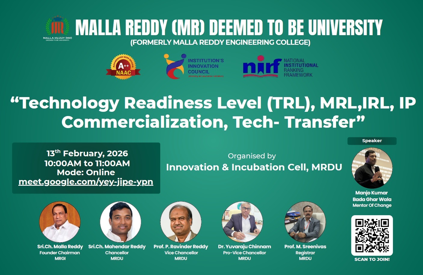 Malla Reddy MR Deemed to be University | Hyderabad