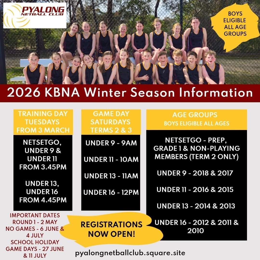 REGISTRATIONS ARE NOW OPEN!!!... - Pyalong Netball Club | Facebook