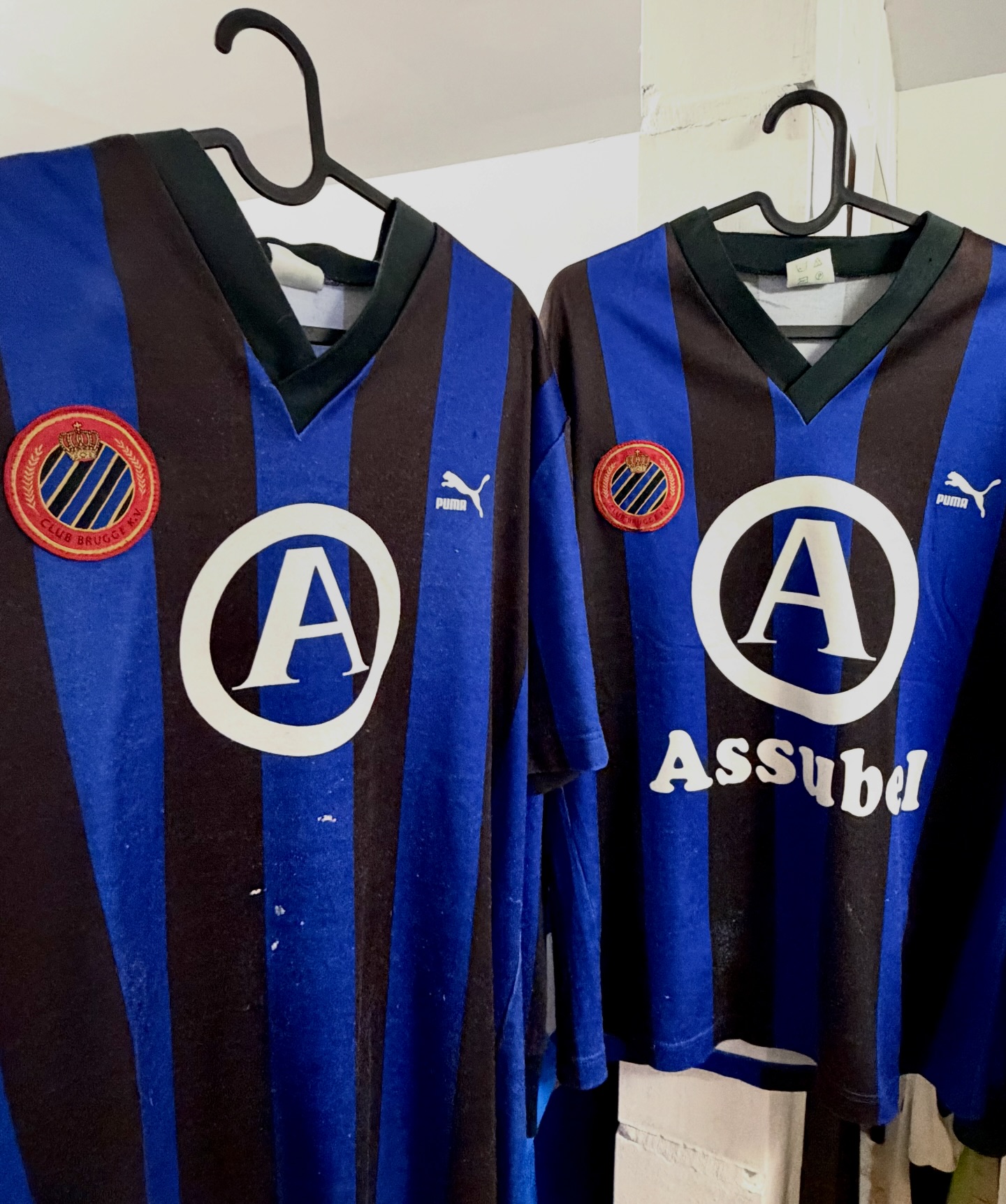 古着 90sビンテージ  BRUGGE K.V 長袖 ユニフォーム 80's simplicity 🟦⬛ Club Brugge 1989-90 by Puma. Europe & league kit
