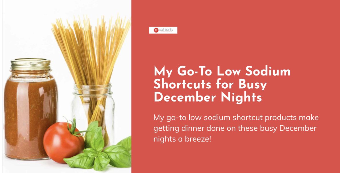 Salt - The holiday season is officially here and my Go-To Low Sodium ...