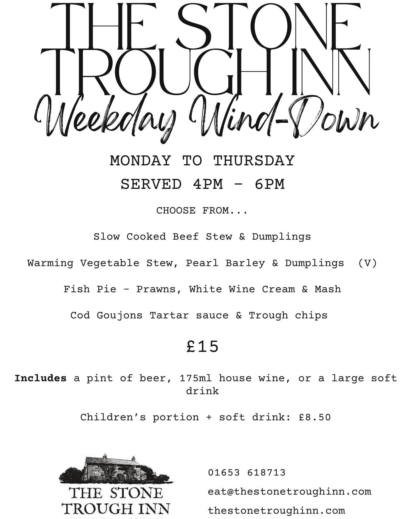 The Stone - Weekday Winddown = unlocked! Tuck into a meal + a drink for ...