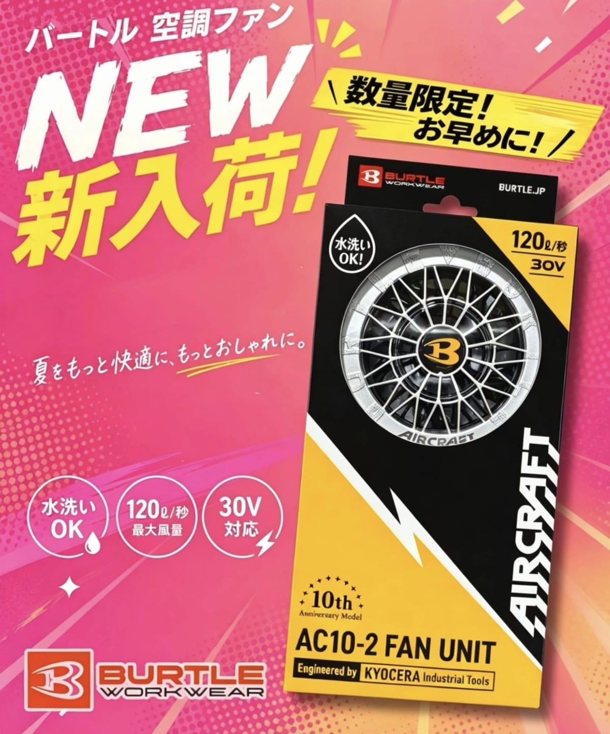 2026年新款限量版] Burtle Aircraft AC10-1 / AC10-2 30V防水無刷風扇