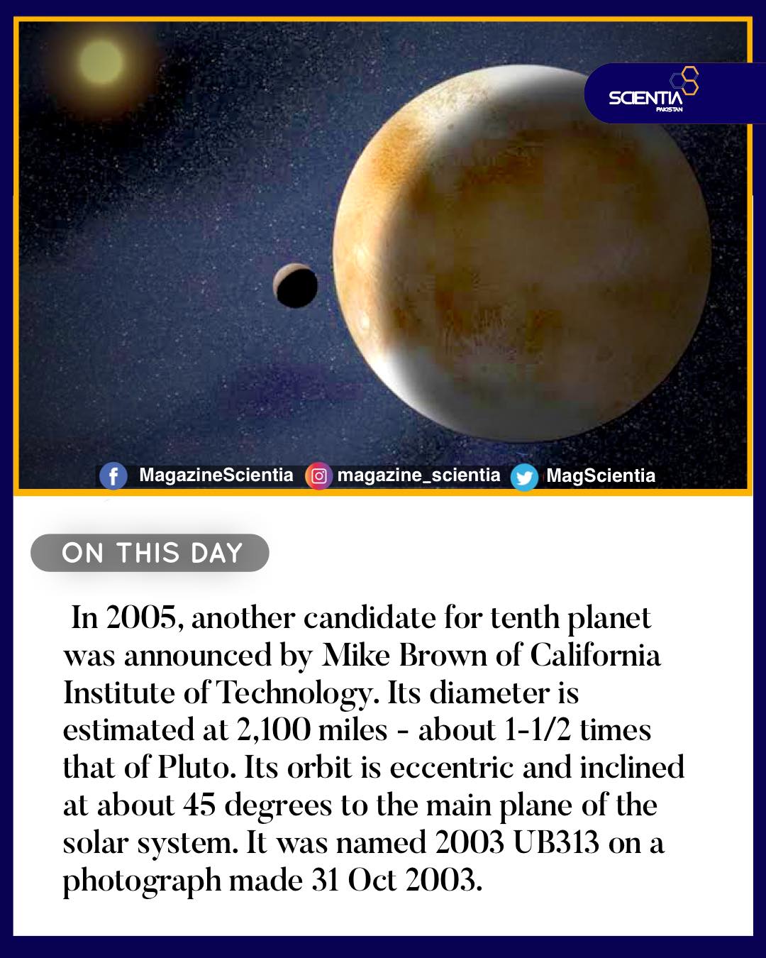 Scientia - #OnThisDay In 2005, another candidate for tenth...