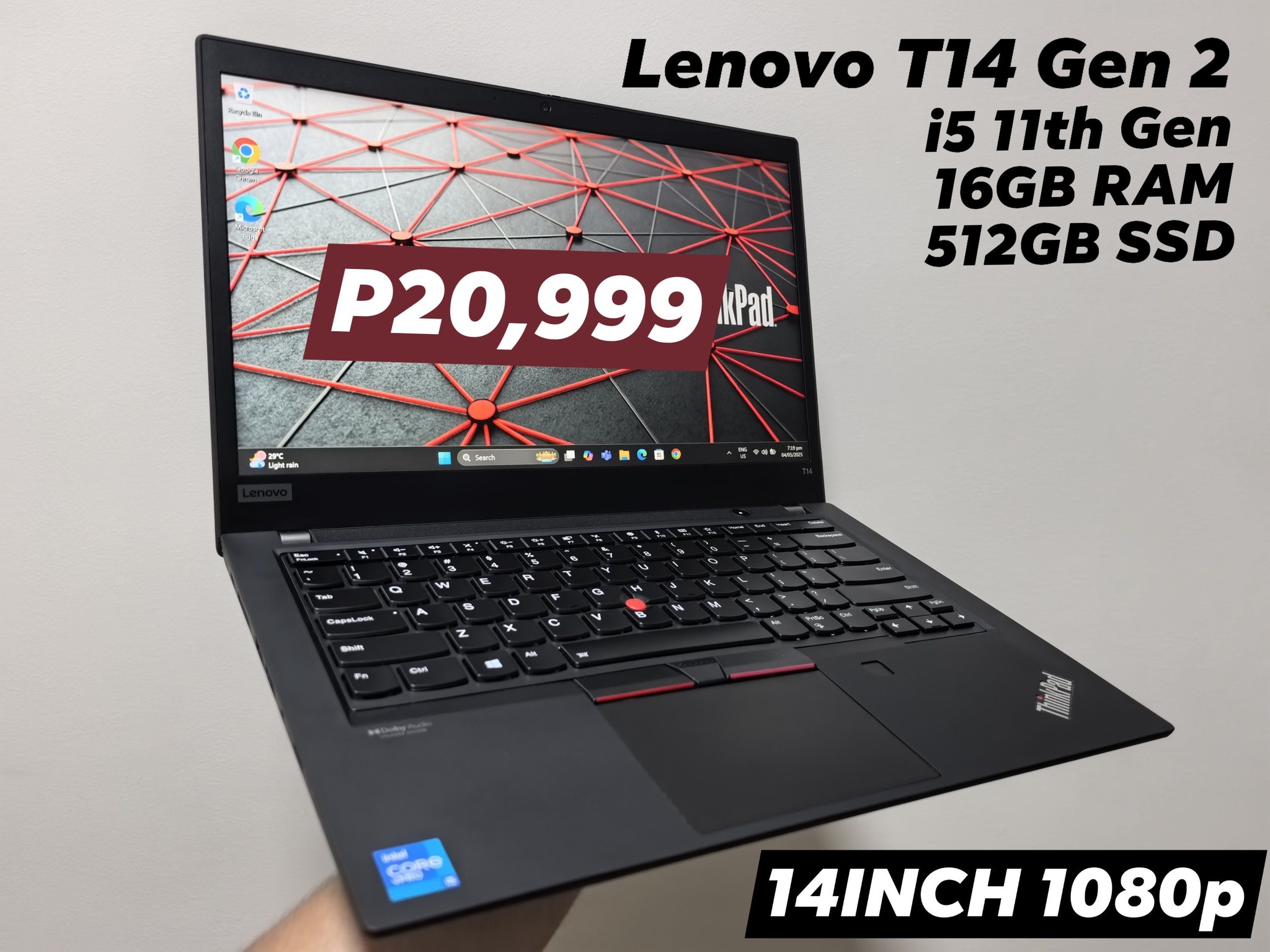 Lenovo Thinkpad T14 Gen 2 i5-1135G7 2.4GHZ (8CPU) 11TH GEN 16GB 
