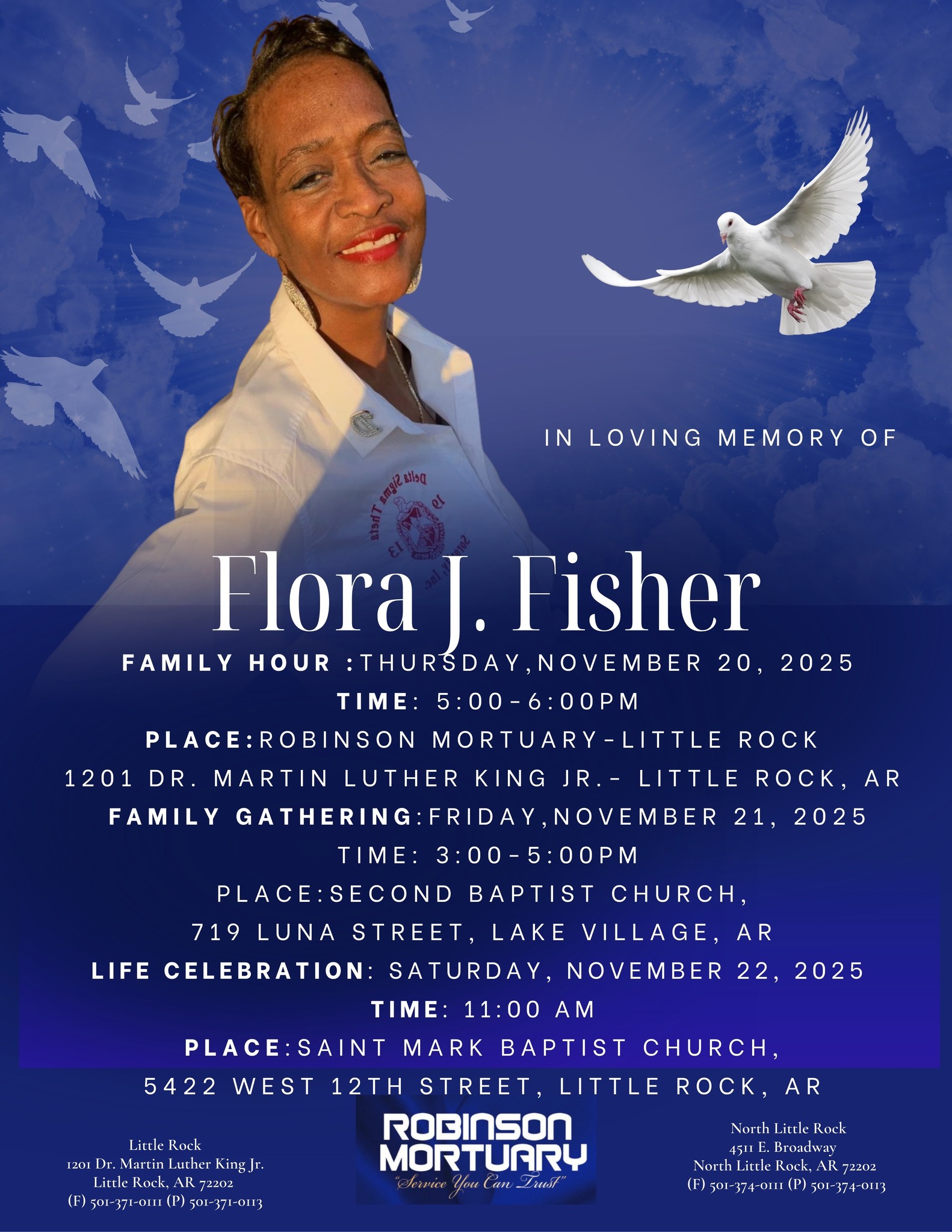 Robinson - It is with profound sadness that we announce Flora J 