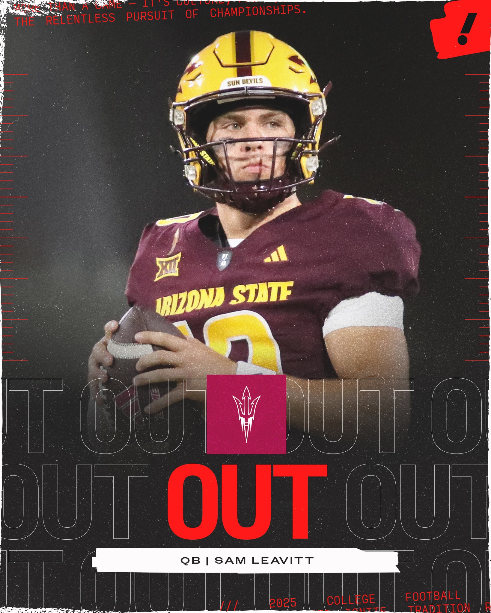 Yahoo - BREAKING: ASU QB quarterback Sam Leavitt will miss the ...