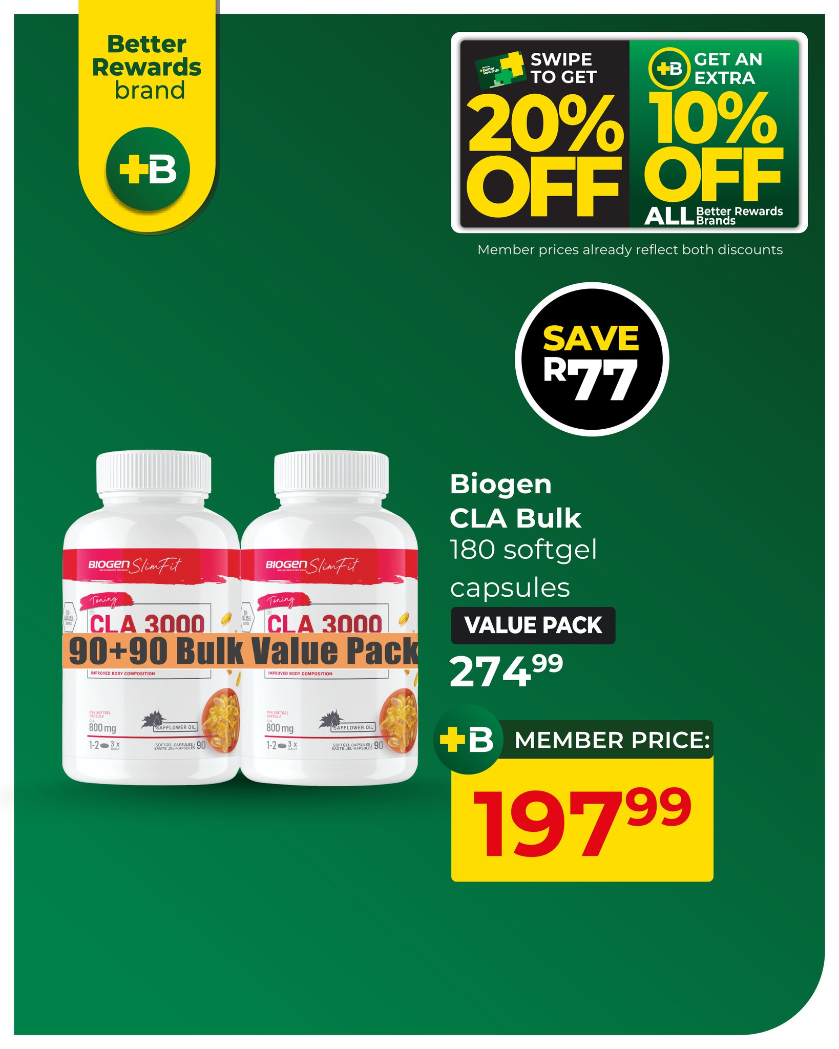 Consistency hits different when you're actually stocked. 💪✓ Swipe your Better Rewards card and unlock exclusive promo prices! Plus, 10% off ALL Better Rewards brands. 💚 Valid 17 Mar