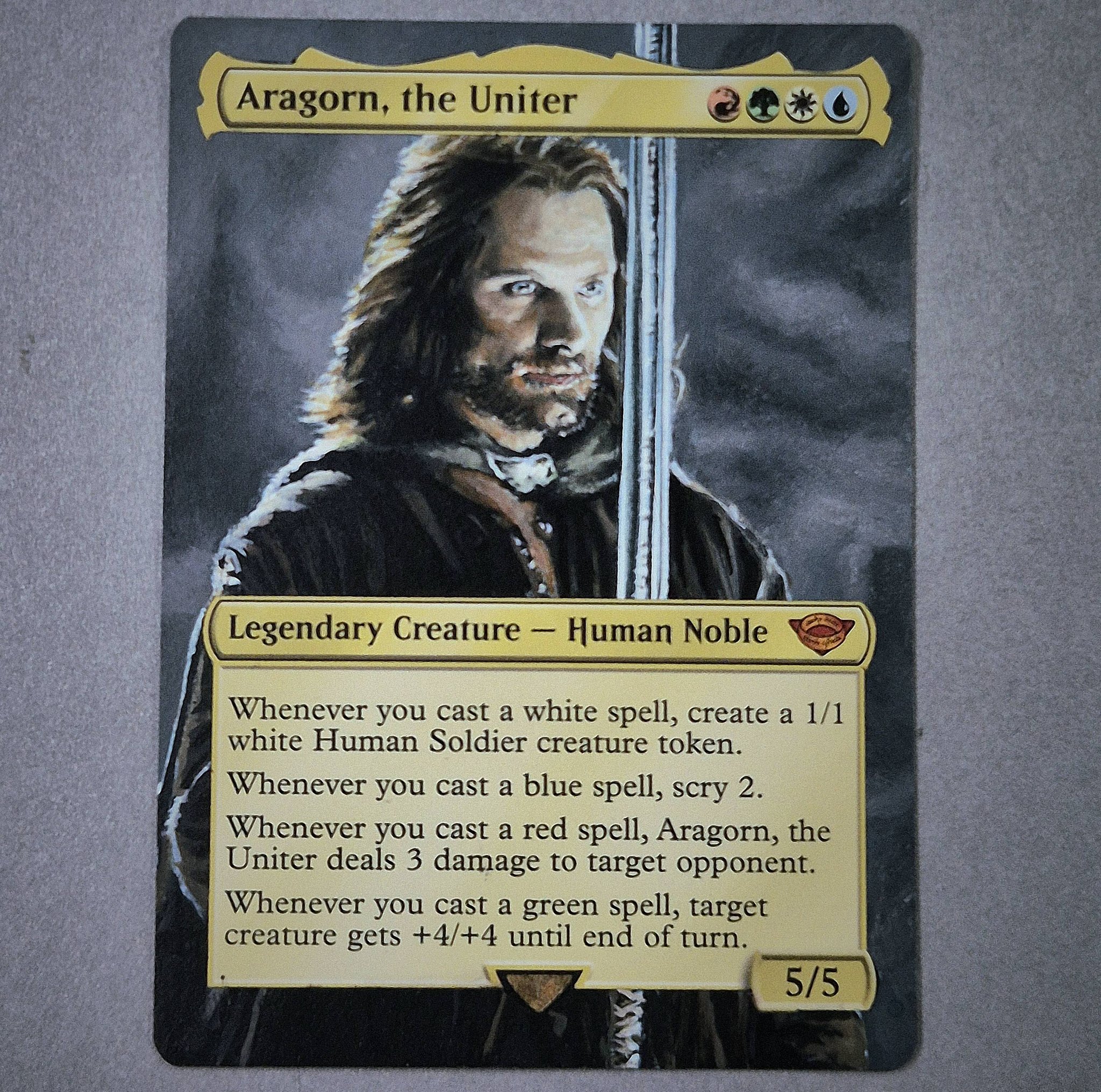 aragorn card mtg Magic: The Gathering The Lord of The Rings: Tales of Middle-Earth Scene Box the Uniter deals 3 damage to target opponent Aragorn, King of Gondor