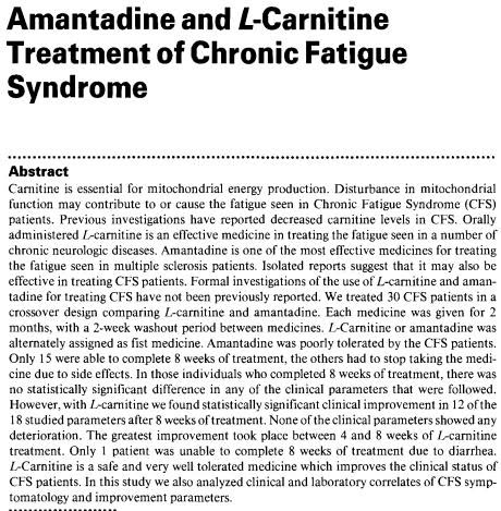 l carnitine chronic fatigue Tom
