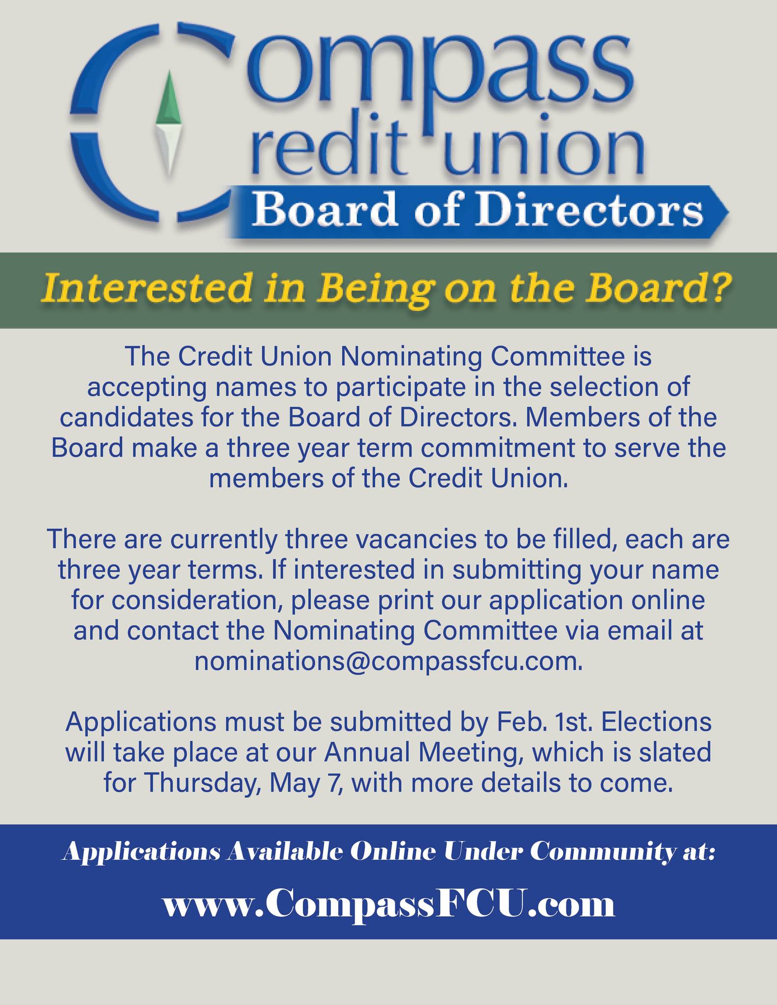 Compass - Compass Federal Credit Union Board of Directors applications ...